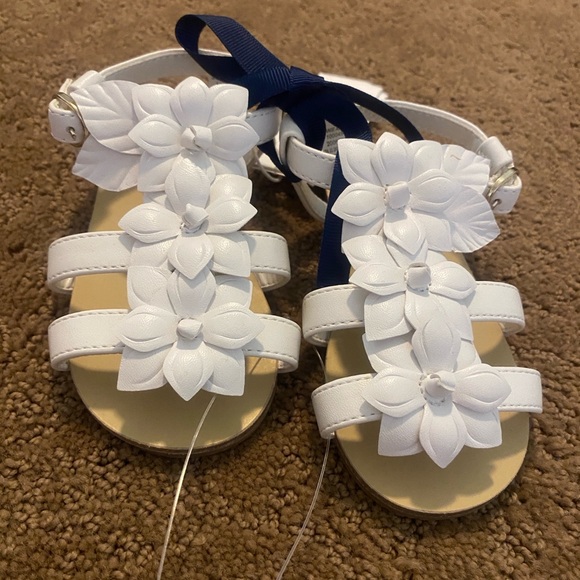 Janie & Jack Girls White Adjustable Sandals New Size 6 - Picture 1 of 9